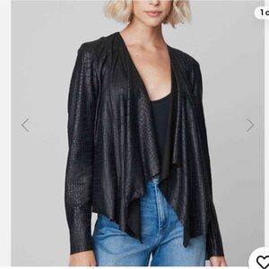 Blank NYC Black faux crocodile print Open Front Cardigan